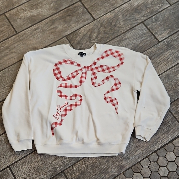 Originality Tops - Dry Goods Cream Sweatshirt with Red Bow Design Size Medium